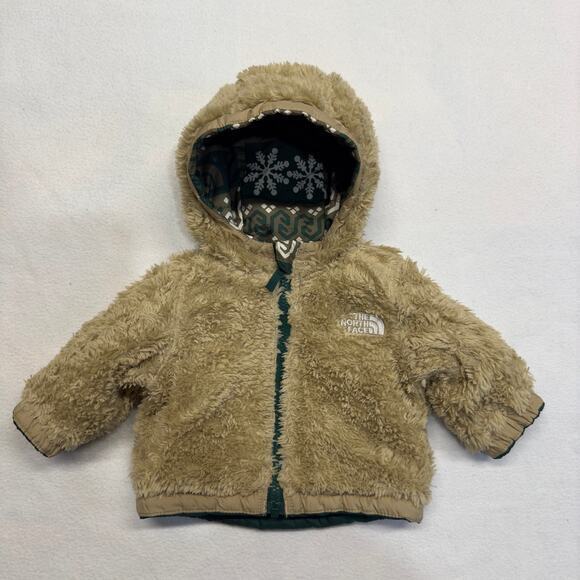 The North Face Baby 0-3M Reversible Mount Chimbo Full-Zip Hooded Jacket Green - Picture 6 of 9